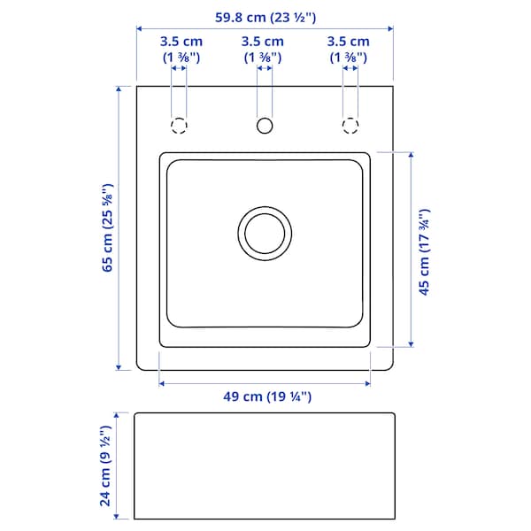 Ikea TALLSJÖN - Sink with visible front, dark gray/stone effect,60x65 cm