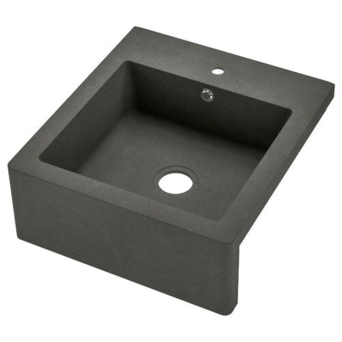 TALLSJÖN sink bowl w visible front, dark grey/stone effect, 60x65 cm
