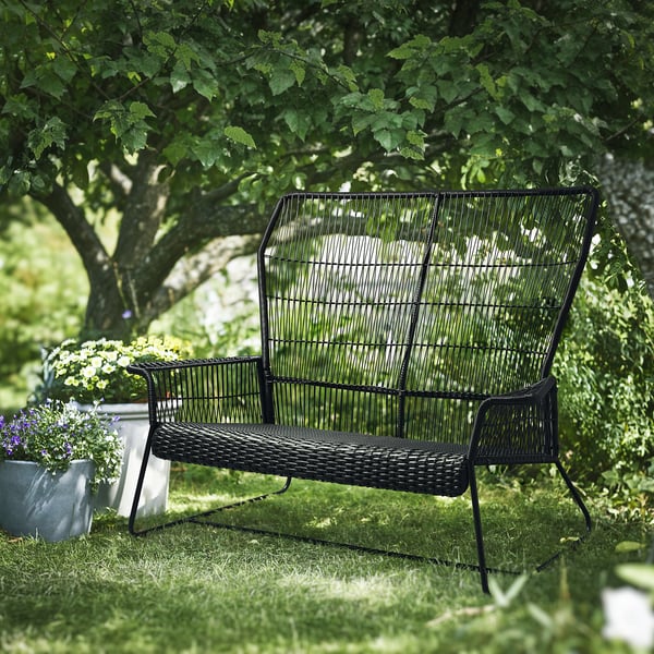 TALLSKÄR 2-seat sofa, outdoor, anthracite, 132x106x82 cm