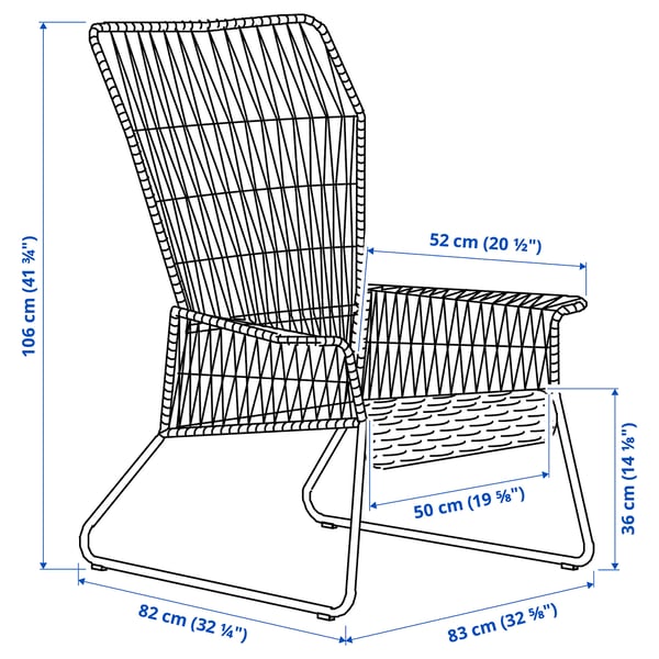 TALLSKÄR armchair, outdoor, anthracite, 50x106x82 cm