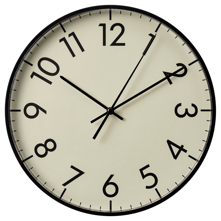 TALLSPARV wall clock, black/beige, 28 cm