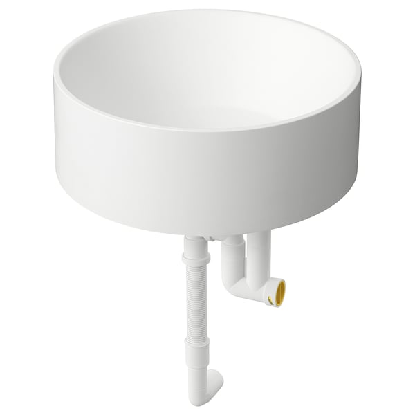 TANDÅN countertop wash-basin w water trap, white, 38 cm