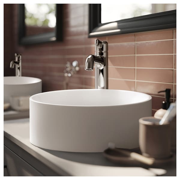 TANDÅN countertop wash-basin w water trap, white, 38 cm