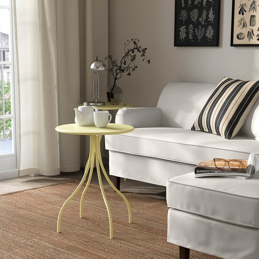 TÅNEBRO side table, in/outdoor/pale yellow, 46 cm