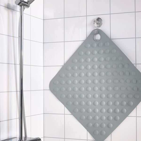 TÅNGEFLO shower mat, grey, 50x50 cm