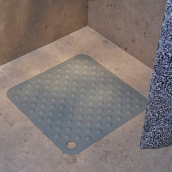 TÅNGEFLO shower mat, grey, 50x50 cm