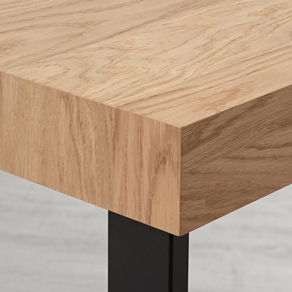 TARSELE extendable table, oak veneer/black, 150/200x80 cm