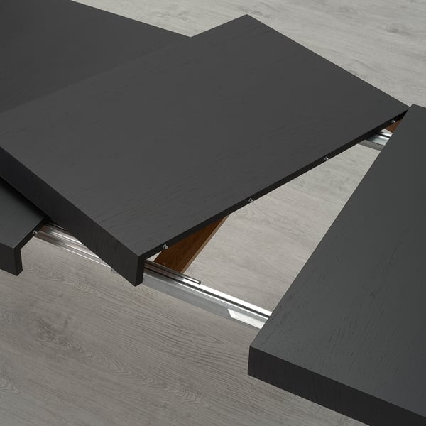 TARSELE extendable table, black veneer/black, 150/200x80 cm