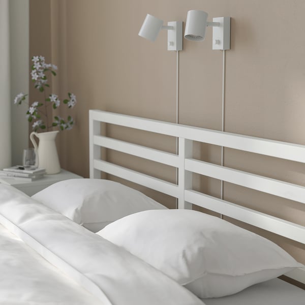 TARVA bed frame, white stained/Lindbåden, 140x200 cm