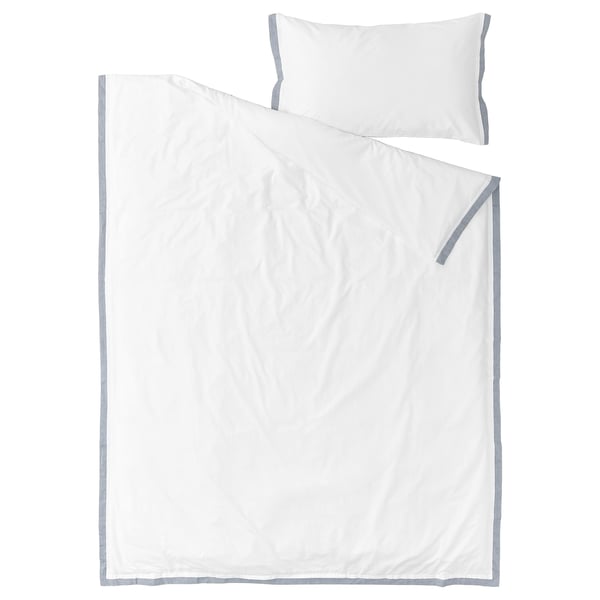 TÅTELSMYGARE duvet cover and pillowcase, white/blue, 150x200/50x80 cm