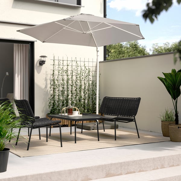 TEGELÖN 4-seat conversation set, outdoor, dark grey/black, 110x57 cm