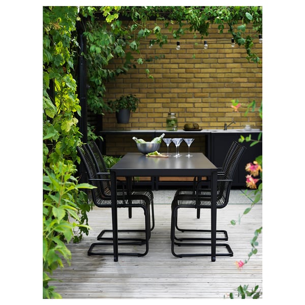 TEGELÖN table, outdoor, dark grey/black, 140x86 cm