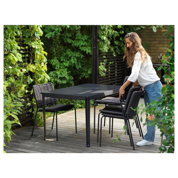 TEGELÖN table, outdoor, dark grey/black, 140x86 cm