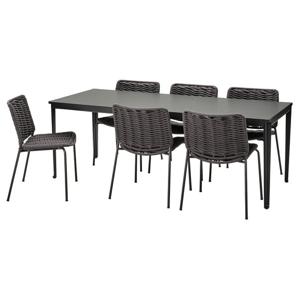 TEGELÖN / TEGELÖN table+6 chairs, outdoor, dark grey/black