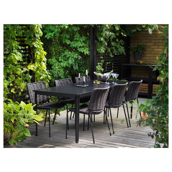 TEGELÖN / TEGELÖN table+6 chairs, outdoor, dark grey/black