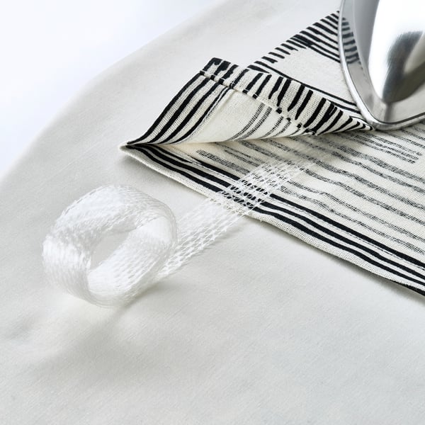 TEMPELFLY curtains, 1 pair, white/black/with heading tape, 145x300 cm