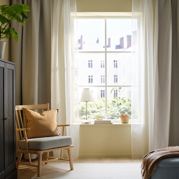 TERESIA sheer curtains, 1 pair, white/with rod pocket, 145x300 cm