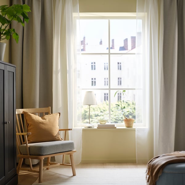 TERESIA sheer curtains, 1 pair, white/with rod pocket, 145x300 cm