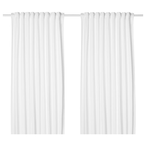 TIBAST curtains, 1 pair, white/with heading tape, 145x300 cm