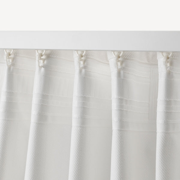 TIBAST curtains, 1 pair, white/with heading tape, 145x300 cm
