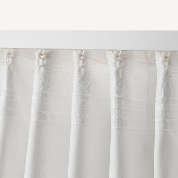 TIBAST curtains, 1 pair, white/with heading tape, 145x300 cm