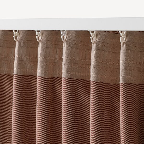 TIBAST room darkening curtains, 1 pair, dark red/with heading tape, 145x300 cm