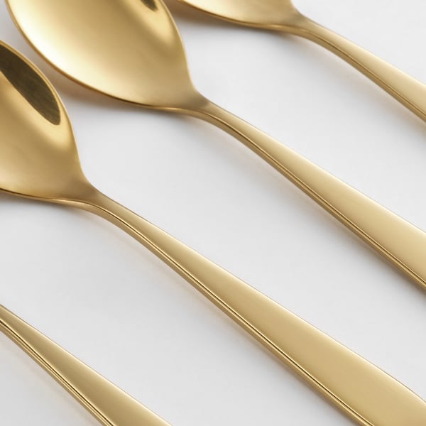 TILLAGD coffee spoon, brass-colour, 12 cm, 4 pack