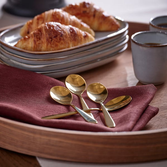 TILLAGD coffee spoon, brass-colour, 12 cm, 4 pack