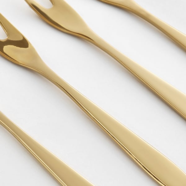 TILLAGD cake/dessert fork, brass-colour, 13 cm, 4 pack