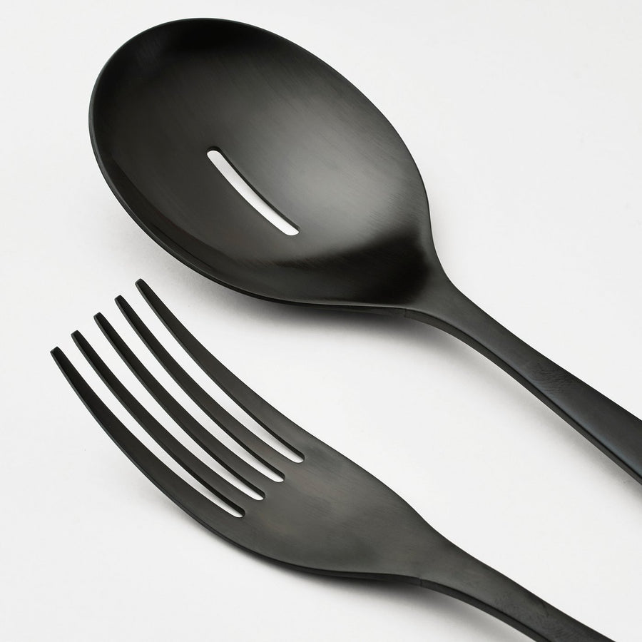 TILLAGD 2-piece serving set, black, 24 cm