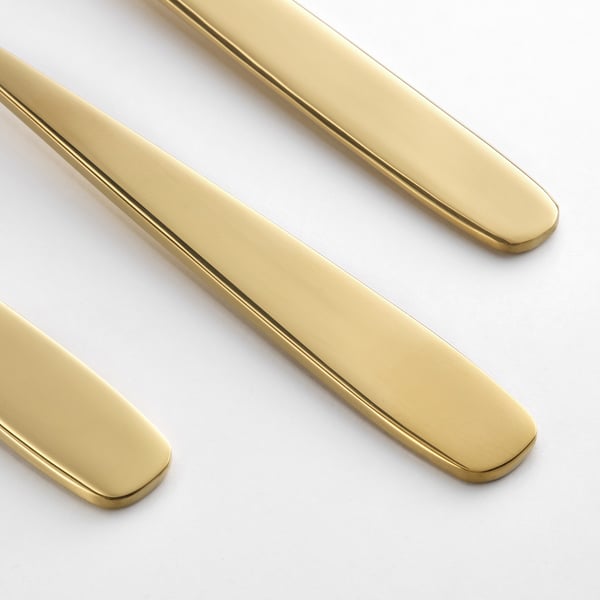 TILLAGD 3-piece serving utensil set, brass-colour
