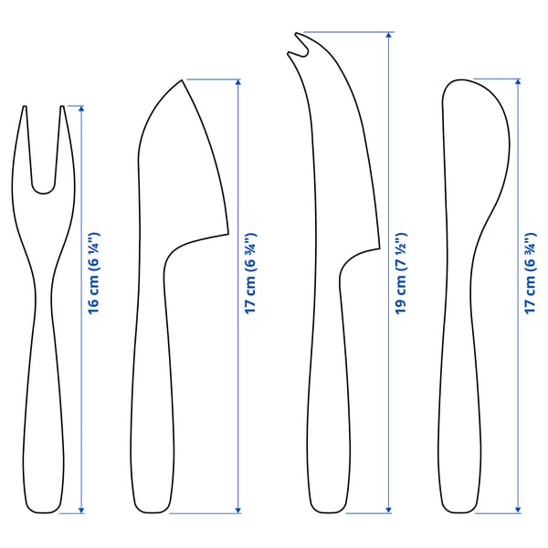 TILLAGD cheese knife, set of 4, brass-colour
