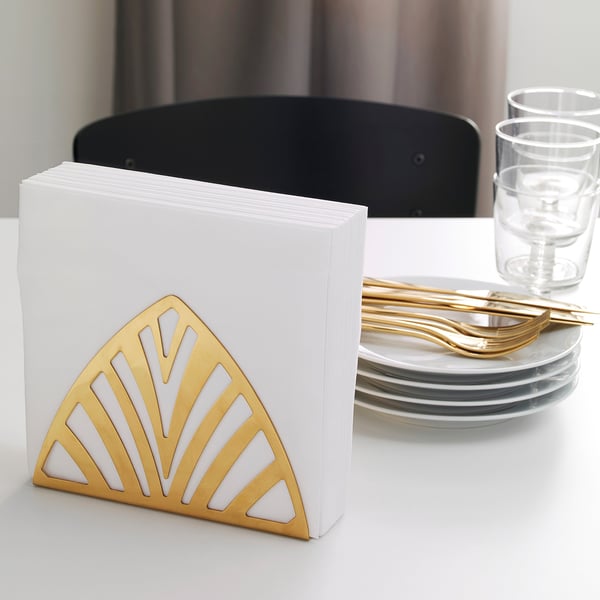 TILLSTÄLLNING napkin holder, brass-colour, 19x5.5 cm