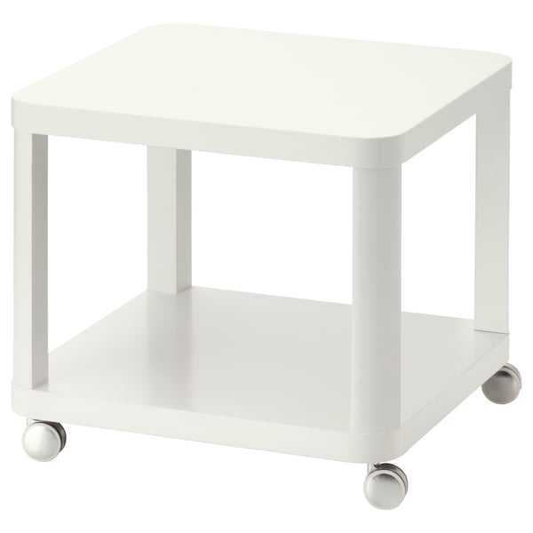 TINGBY side table on castors, white, 50x50 cm