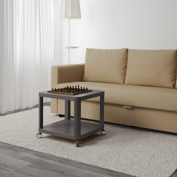 TINGBY side table on castors, grey, 50x50 cm