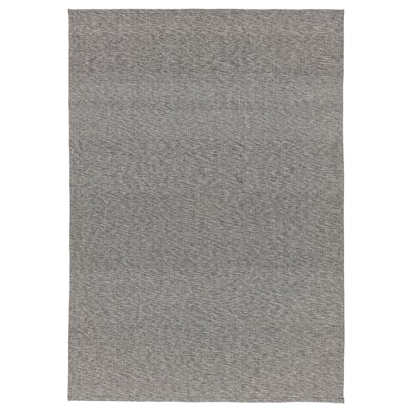 TIPHEDE rug, flatwoven, black/natural, 155x220 cm