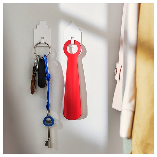 TIPPVAGN hook, self-adhesive, house/white, 2 pack