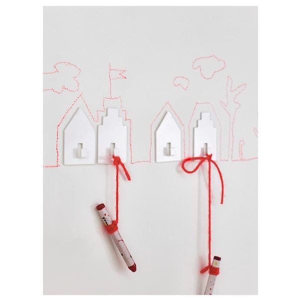 Ikea TIPPVAGN - Hook, self-adhesive, house/white