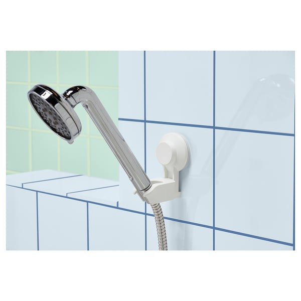 TISKEN hand shower park bracket w suc cup, white, 6x10x8 cm