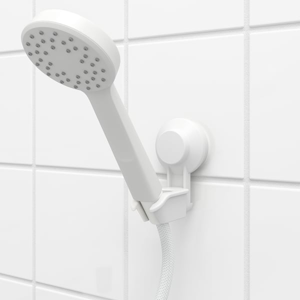 TISKEN hand shower park bracket w suc cup, white, 6x10x8 cm