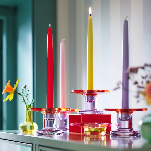 TJÄRLEK candlestick, multicolour, 7 cm
