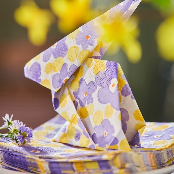 TJÄRLEK paper napkin, flower, 33x33 cm, 30 pack