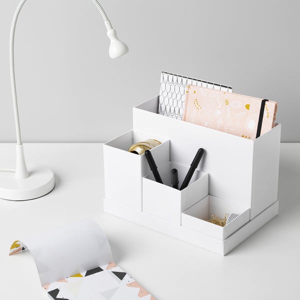 TJENA desk organiser, white, 17.5x17x25 cm