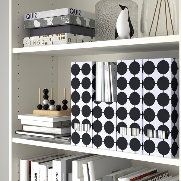 TJENA magazine file, white black/dotted, 10x30x25 cm, 2 pack