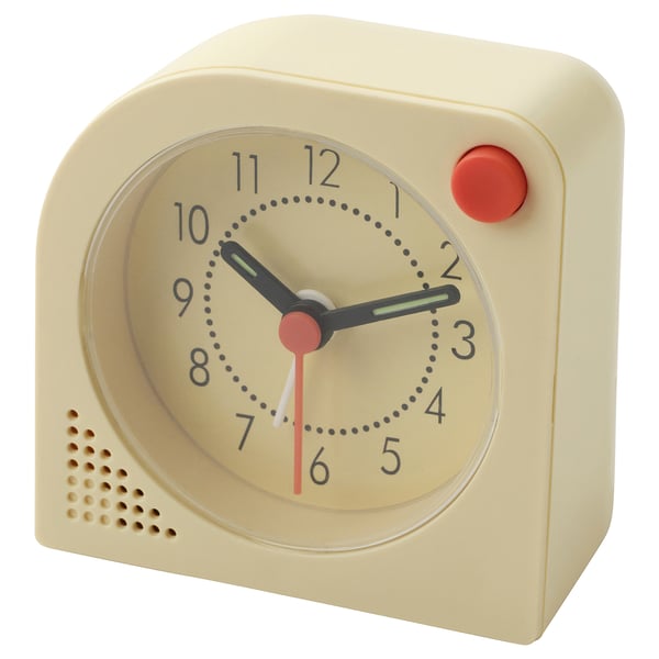 TJINGA alarm clock, pale yellow, 8x8 cm