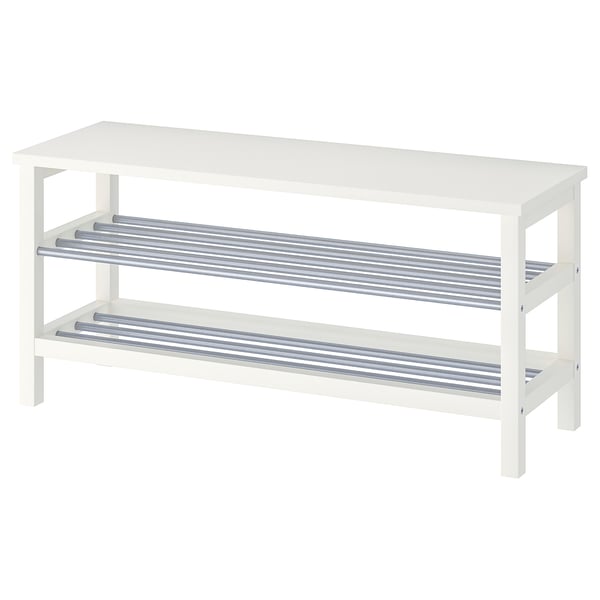 TJUSIG bench with shoe storage, white, 108x34x50 cm