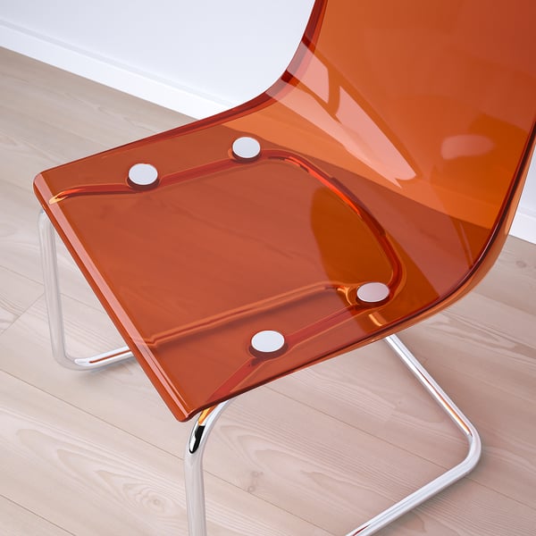 TOBIAS chair, brown-red/chrome-plated, 48x82x56 cm