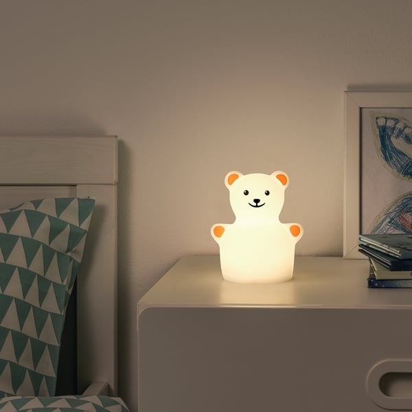 TÖVÄDER LED night light, bear battery-operated, 11x9 cm