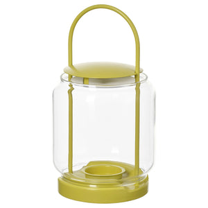 TOFSAND lantern for tealight, in/outdoor, yellow, 21 cm
