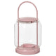 TOFSAND lantern for tealight, in/outdoor, pink, 21 cm